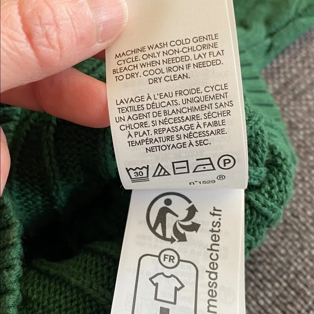 NWT Green Polo Ralph Lauren Hooded Zip Cable Knit Sweater, Boys S/8